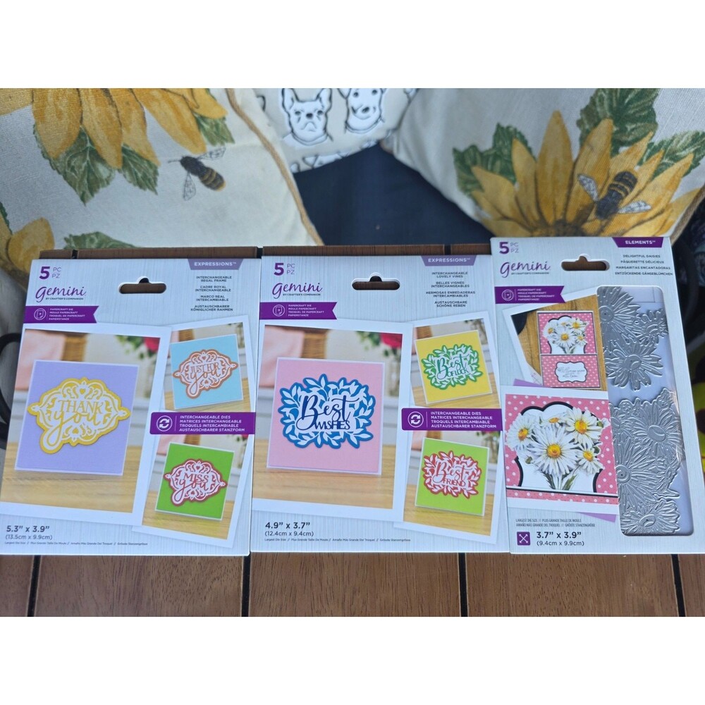 Lot of 3 Gemini Crafter's Companion Metal Craft Die Sets Interchangeable Frames
